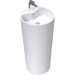 Mai & mai lave main �vier vasque 45x45x90cm en r�sine de synth�se blanc rond avec per�age pour robinet ...