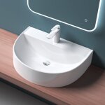 Mai&mai - lave main �vier vasque 60x45x18 cm en c�ramique blanc demi - circulaire avec per�age pour robinet ...