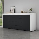 Mai&mai - meuble de rangement avec 2 portes et 4 tiroirs casier de rangement polyvalent buffet blanc ...