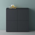 Meuble de rangement avec 4 portes et 4 compartiments casier de rangement polyvalent buffet gris noir ...