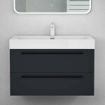 Mai&mai - meuble de salle de bain anthracite mat 90cm meuble sous vasque quadratto meuble suspendu avec ... Mai&mai - meuble de salle de bain anthracite mat 90cm meuble sous vasque quadratto meuble suspendu avec ...