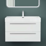 Mai&mai - meuble de salle de bain blanc mat 90cm meuble sous vasque quadratto meuble suspendu avec vasque ...