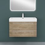 Mai&mai - meuble de salle de bain chne clair 90cm meuble sous vasque quadratto meuble suspendu avec ...