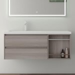 Mai&mai - meuble de salle de bain chêne foncé avec lavabo meuble sous vasque 120x46x49cm meuble suspendu ... Mai&mai - meuble de salle de bain chêne foncé avec lavabo meuble sous vasque 120x46x49cm meuble suspendu ...