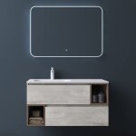 Mai&mai - meuble de salle de bain gris clair + marron avec lavabo meuble sous vasque 100x48x54cm meuble ...