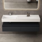 Mai & mai ? ensemble de meubles de salle de bain 150cm ? lavabo en r�sine ? bois m�lamin� imperm�able ...