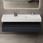 Mai&mai - meuble de salle de bain gris - noir mat avec lavabo meuble sous vasque 150x48x25cm meuble suspendu ...