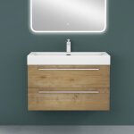 Mai&mai - meuble de salle de bain marron clair 90cm meuble sous vasque quadratto meuble suspendu avec ...