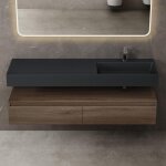 Mai&mai - meuble de salle de bain marron ensemble de 2 pi�ces meuble avec lavabo 150cm meuble avec 2 ...
