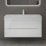 Mai&mai - meuble de salle de bain suspendu 100x56x48cm avec 2 tiroirs et lavabo meuble sous lavabo blanc ...