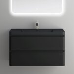 Mai&mai - meuble de salle de bain suspendu 90x48x55cm avec 2 tiroirs et lavabo meuble sous lavabo noir ...