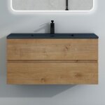 Mai&mai - meuble sous lavabo marron clair ensemble de meubles de salle de bains 100x48x50cm meuble suspendu ...