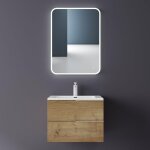 Mai&mai - meuble sous lavabo marron clair meubles de salle de bain meuble suspendu 60cm avec 2 tiroirs ...