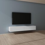 Mai&mai - meuble tv suspendue armoire avec soft - close table tv pour le salon blanc mat 200x40, 2x30 ...