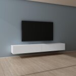 Mai&mai - meuble tv suspendue armoire avec soft - close table tv pour le salon blanc mat 240x40, 2x30 ...