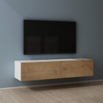 Mai&mai - meuble tv suspendue armoire avec soft - close table tv pour le salon blanc mat + marron clair ...