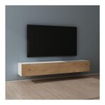 Mai&mai - meuble tv suspendue armoire avec soft - close table tv pour le salon blanc mat + marron clair ...