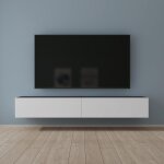 Mai&mai - meuble tv suspendue armoire avec soft - close table tv pour le salon gris noir + blanc mat ...