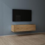 Mai&mai - meuble tv suspendue armoire avec soft - close table tv pour le salon marron clair 120x40, 2x30 ...