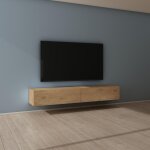 Mai & mai meuble tv suspendue armoire avec soft - close table tv pour le salon marron clair 200x40, 2x30 ...