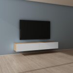 Mai&mai - meuble tv suspendue armoire avec soft - close table tv pour le salon marron clair + blanc mat ...