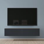 Mai&mai - meuble tv suspendue armoire avec soft - close table tv pour le salon marron clair + gris noir ...