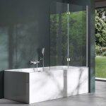 Mai&mai - pare - baignoire transparent 120x140cm 2 volets paroi de douche pour baignoire en verre esg ...