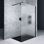 Paroi de douche 120x200cm douche � l'italienne opaque avec profil� noir br01vs pare - douche en verre ...