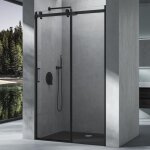 Mai&mai - porte de douche coulissante noire paroi de douche en niche transparent pare douche verre esg ...
