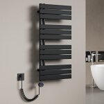 Mai&mai - radiateur central s�che - serviette 104x50 gris noir en acier inoxydable fn avec r�sistance ...