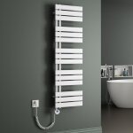 Mai&mai - radiateur central s�che - serviette 131x40 blanc en acier inoxydable fn avec r�sistance chauffante ...
