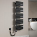 Mai&mai - radiateur central s�che - serviette 131x40 gris noir en acier inoxydable fn avec r�sistance ...