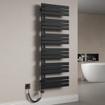 Mai&mai - radiateur central s�che - serviette 159x60 gris noir en acier inoxydable fn avec r�sistance ...