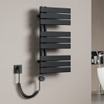 Mai&mai - radiateur central s�che - serviette 76x40 gris noir en acier inoxydable fn avec r�sistance ...