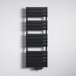 Mai&mai - radiateur � eau chaude mural chauffage central 140x50cm s�che - serviettes gris noir en acier ...