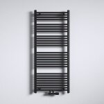 Mai&mai - radiateur � eau chaude mural chauffage central 140x60cm s�che - serviettes gris noir en acier ...