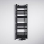 Mai&mai - radiateur � eau chaude mural chauffage central 160x50cm s�che - serviettes gris noir en acier ...