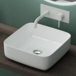 Mai&mai - vasque � poser 38, 5x38, 5x14cm lavabo en c�ramique blanc sans trop - plein salle de bains ...