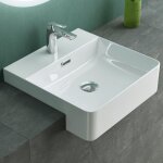 Mai&mai - vasque � encastrer 42, 5x42, 5x12, 5cm lavabo en c�ramique blanc avec per�age de robinet br702 ...