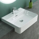 Mai&mai - vasque � encastrer 50, 5x42, 5x12, 5cm lavabo en c�ramique blanc avec per�age de robinet br702 ...