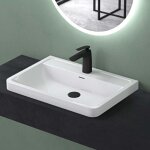 Mai&mai - vasque � encastrer blanc 90 cm lavabo en fonte min�rale solid surface avec trop - plein col08 ...