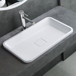 Mai&mai - vasque � encastrer blanc mat rectangulaire 53cm lavabo salle de bain �vier lave mains avec ...