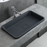 Mai&mai - vasque  encastrer gris noir mat rectangulaire 53cm lavabo salle de bain vier lave mains avec ...