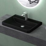 Mai&mai - vasque � encastrer noir mat 90 cm lavabo en fonte min�rale solid surface avec trop - plein ...