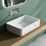 Mai&mai - vasque � poser lavabo blanc 60x40x15cm en r�sine sans per�age pour robinet col102