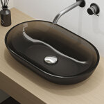 Mai & mai vasque � poser ovale gris lavabo de r�sine transparente �vier salle de bain lave mains sans ...