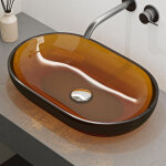 Mai & mai vasque � poser ovale orange ambre lavabo de r�sine transparente �vier salle de bain lave mains ...