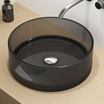 Mai & mai vasque � poser ronde gris lavabo de r�sine transparente �vier salle de bain lave mains sans ...