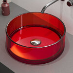 Mai & mai vasque � poser ronde rouge lavabo de r�sine transparente �vier salle de bain lave mains sans ...