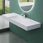 Mai & mai vasque de salle de bains lavabo � poser ou suspendu blanc mat en r�sine 120x46cm col630